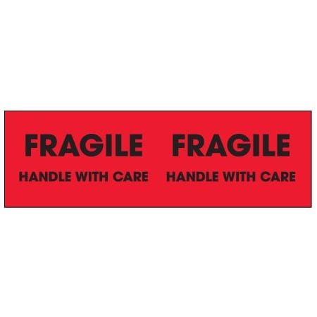 Bsc Preferred 3 x 10'' - ''Fragile - Handle With Care'' Fluorescent Red Labels BUY00031100